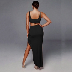 Conjunto de duas peças verão vestido feminino regata cintura alta na internet