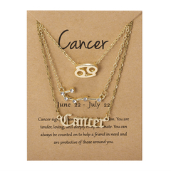 Imagem do Colar de Pingente Horóscopo para Mulheres, Signo do Zodíaco, Cor Dourada, Jóias Constelação, 3 peças