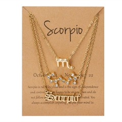 Colar de Pingente Horóscopo para Mulheres, Signo do Zodíaco, Cor Dourada, Jóias Constelação, 3 peças - comprar online
