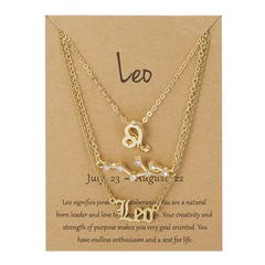 Colar de Pingente Horóscopo para Mulheres, Signo do Zodíaco, Cor Dourada, Jóias Constelação, 3 peças - La Femme Chic