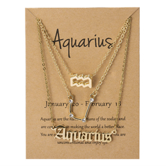 Colar de Pingente Horóscopo para Mulheres, Signo do Zodíaco, Cor Dourada, Jóias Constelação, 3 peças - La Femme Chic