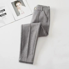 Calça feminina de lã fashion outono inverno cintura alta na internet