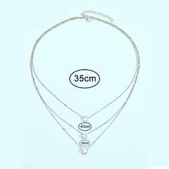 Colar simples com pingente multicamadas feminino em forma de estrela e coração, joias douradas, 3 peças