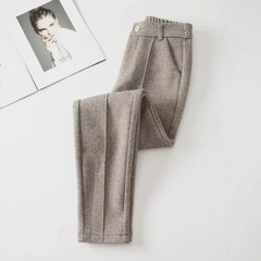 Imagem do Calça feminina de lã fashion outono inverno cintura alta