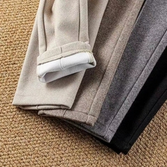 Calça feminina de lã fashion outono inverno cintura alta