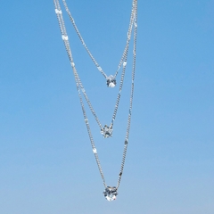 Imagem do Colar simples com pingente multicamadas feminino em forma de estrela e coração, joias douradas, 3 peças