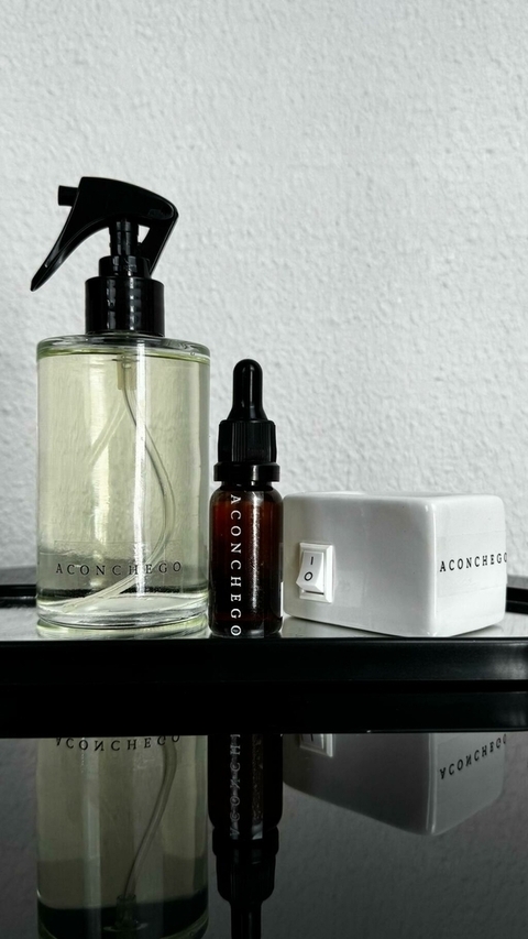 Kit Limão Siciliano Premium Água Perfumada 250ml + Essência e Aromatizador Elétrico 10w Aconchego