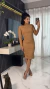 Vestido canelado Midi Camel - comprar online