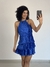 Vestido Brilho Azul Plissado - comprar online
