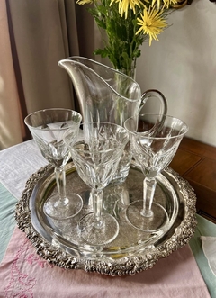 3 Copas de Cristal para agua fuste facetado
