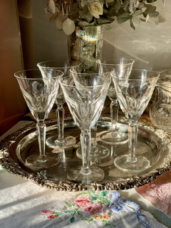 6 Copas de cristal para vino fuste facetado - comprar online