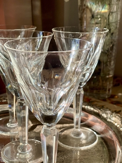 6 Copas de cristal para vino fuste facetado en internet