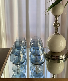 6 copas de cristal (tipo copon) para cognac azul espejado - El Inglés