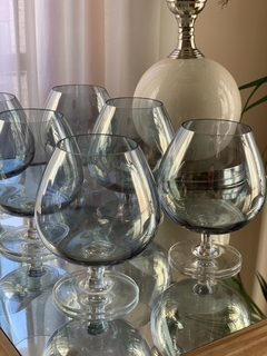 6 copas de cristal (tipo copon) para cognac azul espejado en internet