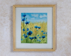 Pintura "Flores Azules" Acuarela Original - Obra Única en internet