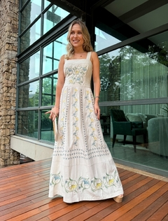 Vestido Bordado Flores Amarelas (Esgotado)