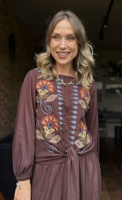 Vestido Bordado Flor Gotas - comprar online