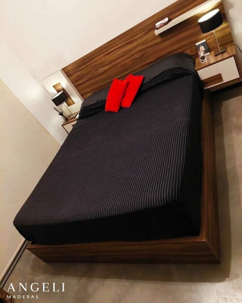 Cama con respaldo y mesas de luz flotantes - comprar online