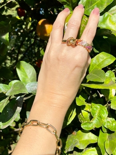 Anel color zircônia baguete - loja online