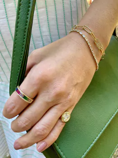 Anel cravejado de baguete color - comprar online