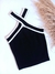 Blusa Cropped Alça Cruzada Maia - Preto/Branco - loja online