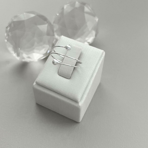 ANEL REGULAVEL 2 FIOS 2 BOLAS PRATA NA PONTA