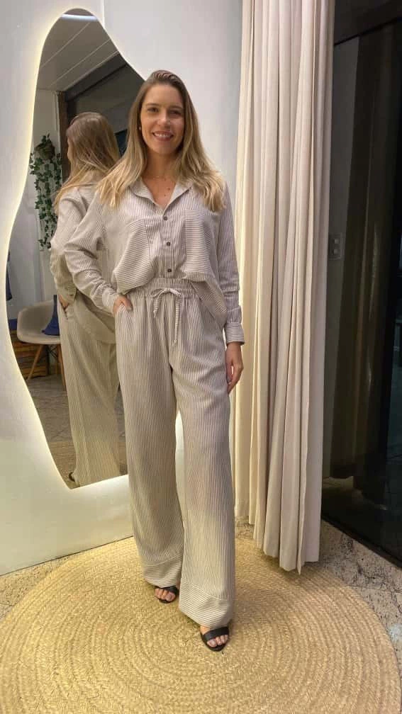 Calça Pantalona Listras