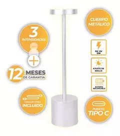 Velador táctil led recargable alto - comprar online