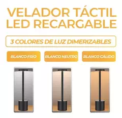 Velador táctil led recargable alto