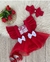 Romper para Bebê Menina Vermelho- Tule, Renda e Elegância (Look Temático)