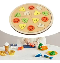 Juego De Encastre Madera Pizza Simbólico Didáctico - Analía González