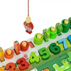 Tablero Didáctico de Encastre con Rompecabezas y Juego de pesca - Juguetes.Kusi