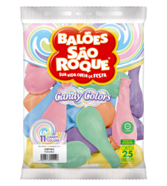 BALÕES SÃO ROQUE SORTIDO CANDY COLOR 11 POLEGADAS PC 25 UNIDADES #110569625