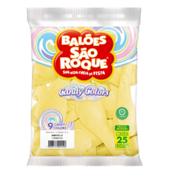 BALÕES SÃO ROQUE AMARELO CANDY COLORS 9 POLEGADAS PC 25 UNIDADES #108560425