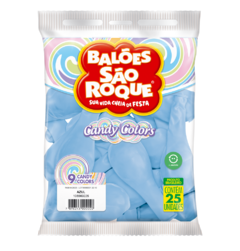BALÕES SÃO ROQUE AZUL CANDY COLORS 9 POLEGADAS PC 25 UNIDADES #108560225