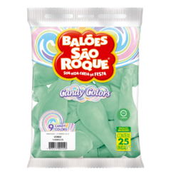 BALÕES SÃO ROQUE VERDE CANDY COLORS 9 POLEGADAS PC 25 UNIDADES #108560325