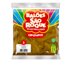 BALÕES SÃO ROQUE DOURADO CINTILANTE 5 POLEGADAS PC 25 UNIDADES #105161225