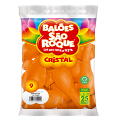 BALÕES SÃO ROQUE TANGERINA CRISTAL 9 POLEGADAS PC 25 UNIDADES #108104625