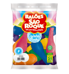 BALÕES SÃO ROQUE SORTIDO CRISTAL BABY 9 POLEGADAS PC 25 UNIDADES #1081439625