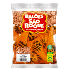 BALÕES SÃO ROQUE TIGRE SAFARI 9 POLEGADAS PC 25 UNIDADES #1082414425