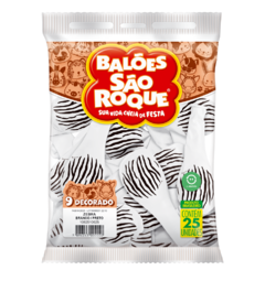 BALÕES SÃO ROQUE ZEBRA SAFARI 9 POLEGADAS PC 25 UNIDADES #1082510625