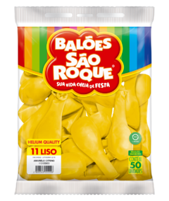 BALÕES SÃO ROQUE AMARELO CITRINO LISO REDONDO 11 POLEGADAS PC 50 UNIDADES #110155850