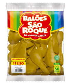 BALÕES SÃO ROQUE AMARELO OCRE LISO REDONDO 11 POLEGADAS PC 50 UNIDADES #1101525050
