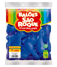 BALÕES SÃO ROQUE AZUL COBALTO LISO REDONDO 11 POLEGADAS PC 50 UNIDADES #110155050