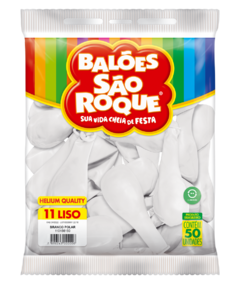 BALÕES SÃO ROQUE BRANCO POLAR LISO REDONDO 11 POLEGADAS PC 50 UNIDADES #110156150
