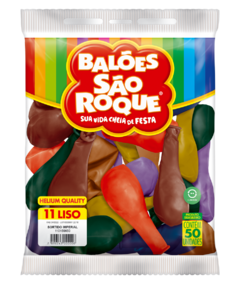 BALÕES SÃO ROQUE SORTIDO IMPERIAL LISO REDONDO 11 POLEGADAS PC 50 UNIDADES #110159650
