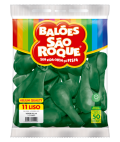 BALÕES SÃO ROQUE VERDE FOLHA LISO REDONDO 11 POLEGADAS PC 50 UNIDADES #110154850
