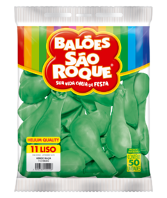 BALÕES SÃO ROQUE VERDE MAÇÃ LISO REDONDO 11 POLEGADAS PC 50 UNIDADES #110158350