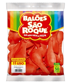 BALÕES SÃO ROQUE VERMELHO QUENTE LISO REDONDO 11 POLEGADAS PC 50 UNIDADES #110155650