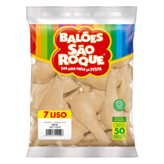 BALÕES SÃO ROQUE BEGE LISO 7 POLEGADAS PC 50 UNIDADES #1061713050